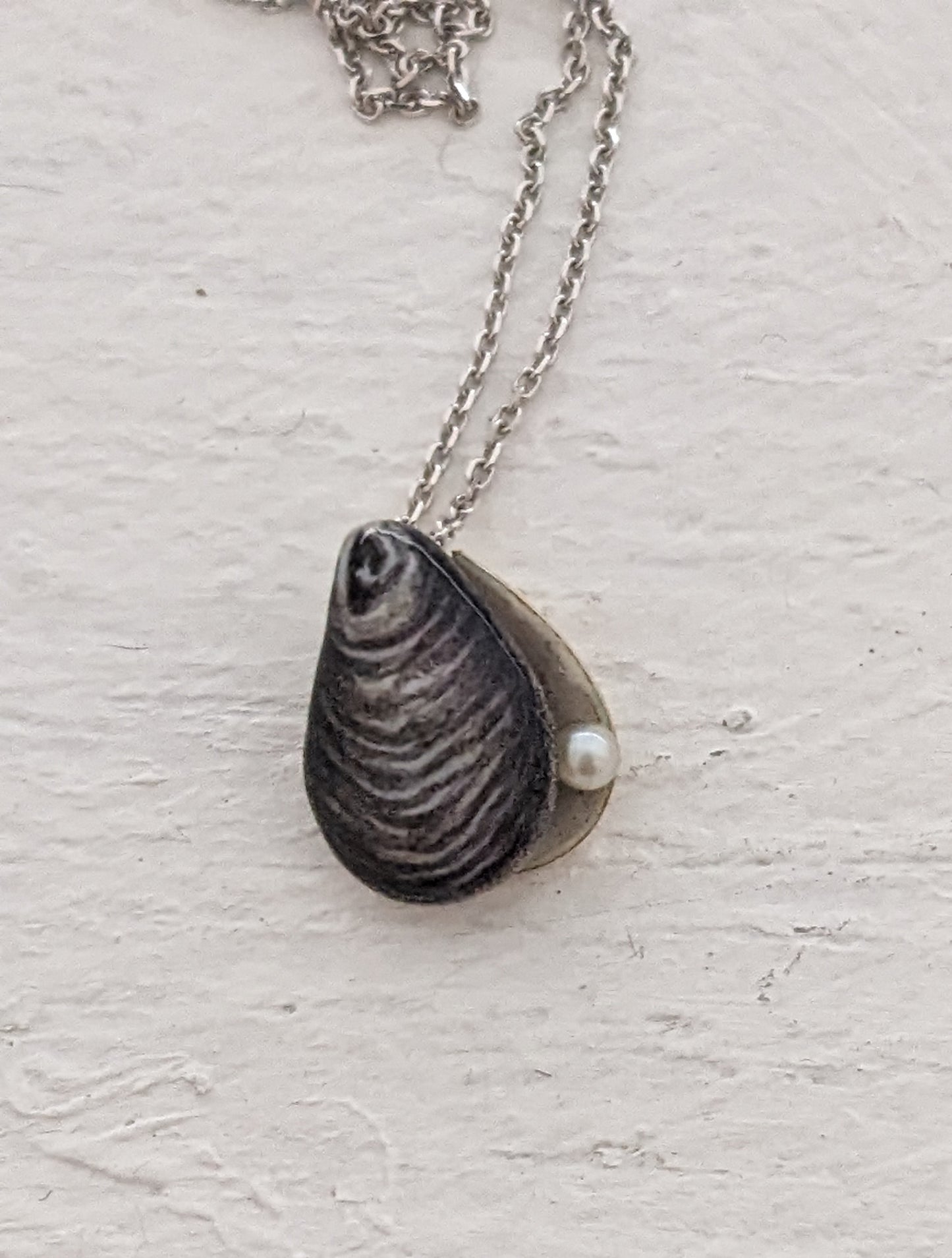 Enamel Oyster and Pearl Necklace