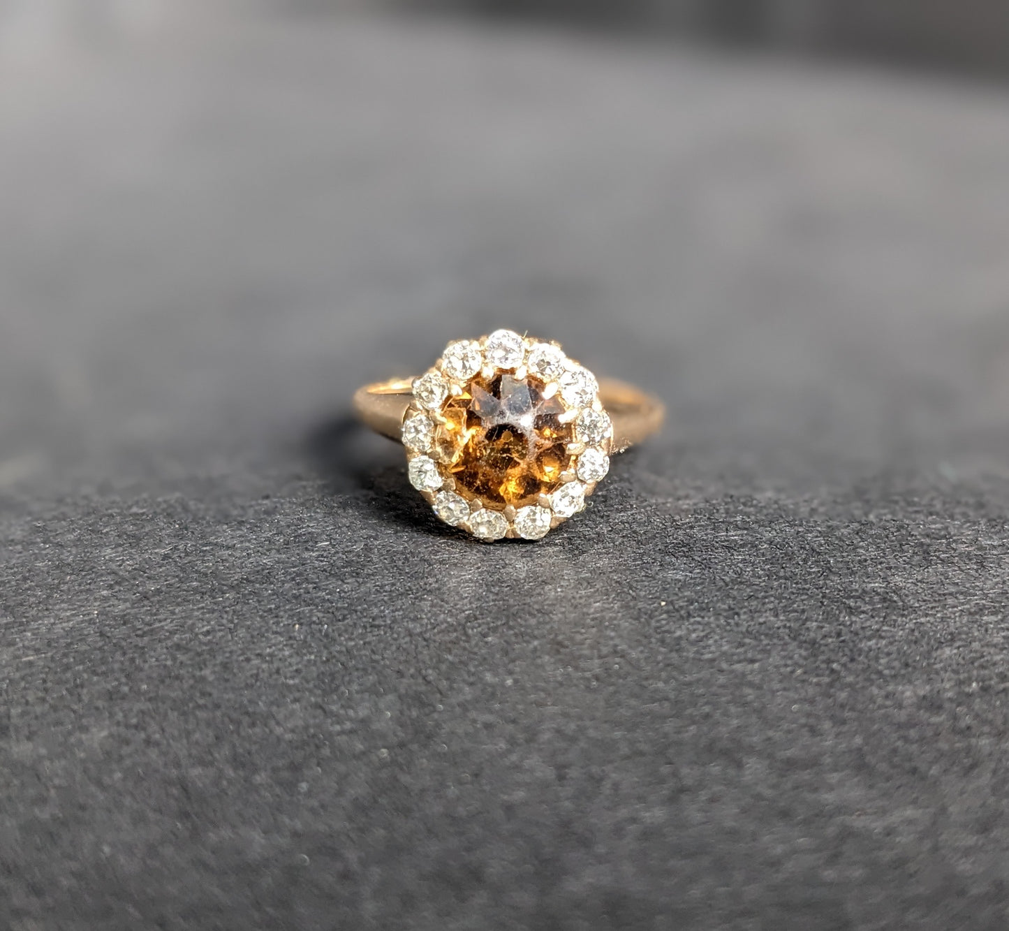 diamond halo 14Kt victorian Andalusian ring