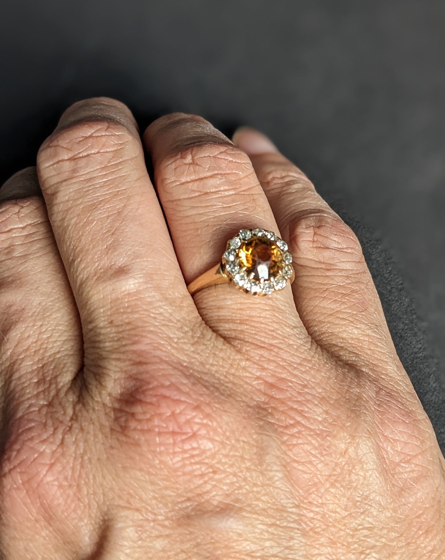 diamond halo 14Kt victorian Andalusian ring
