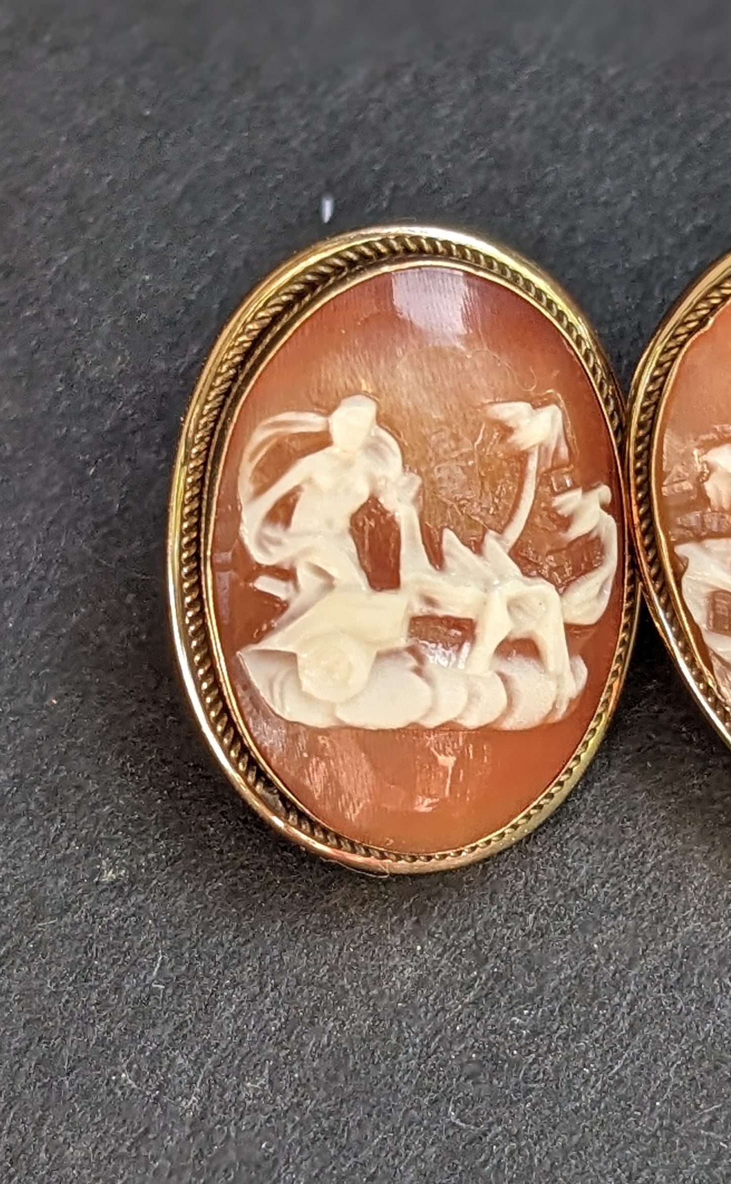 Large Oval Cameo Earrings Greek Myth Motif