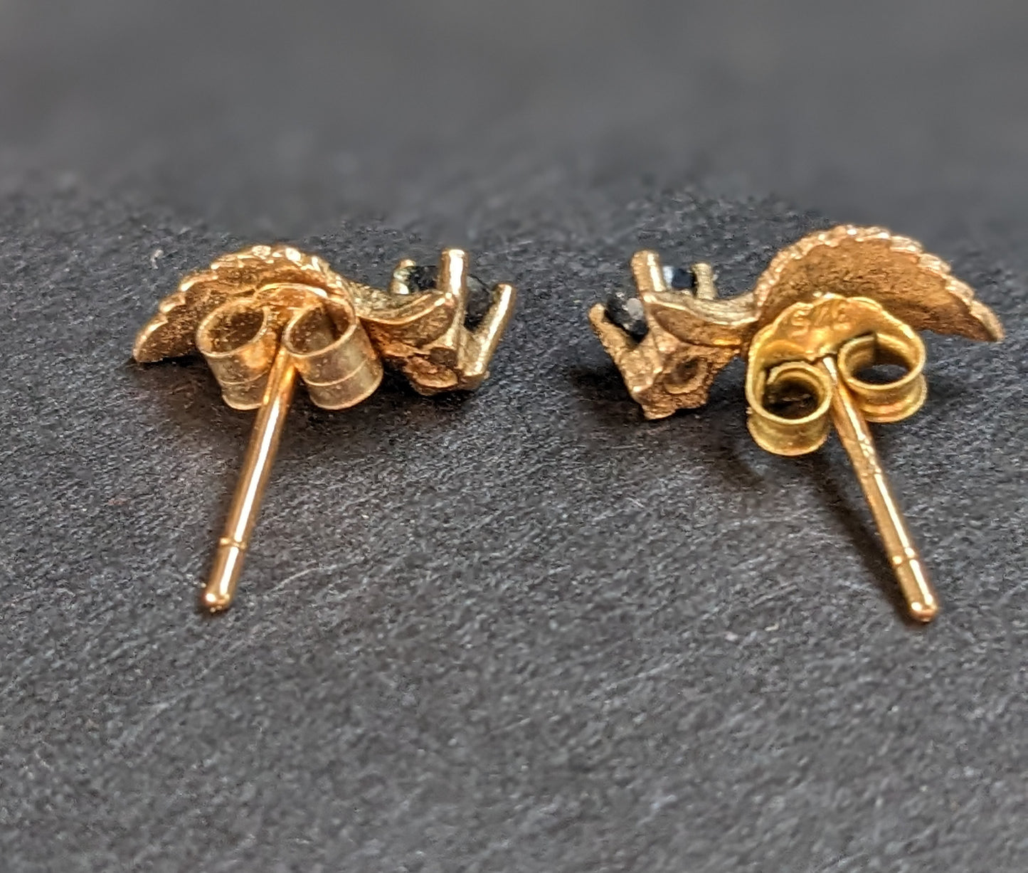 12Kt Gold Leaf with Sapphire, conversion earrings