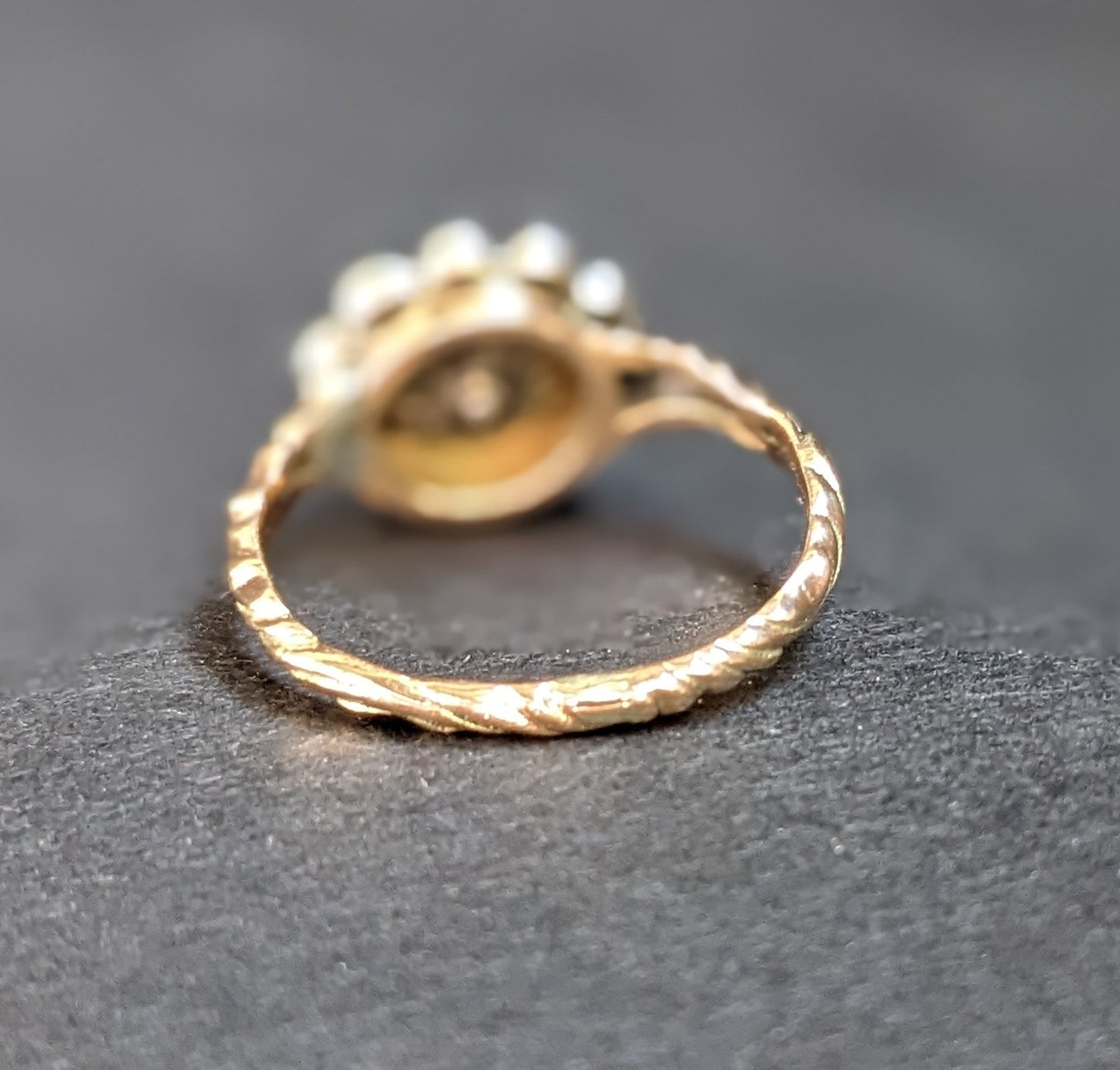 Georgian Silver and Gold Diamond Cluster ring with Center, Rosecut