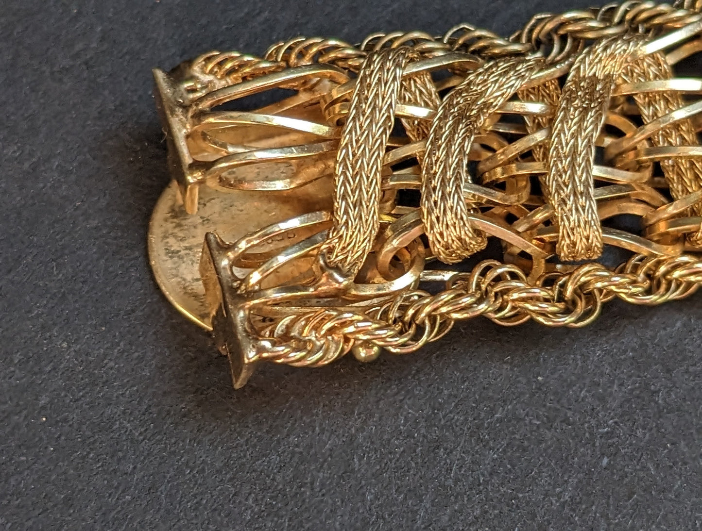 Heavy Gold Vintage Lattice Braided Bracelet