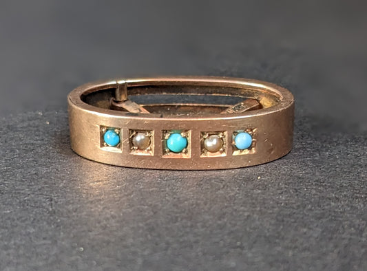 9Kt pearl and turquoise scarf clip