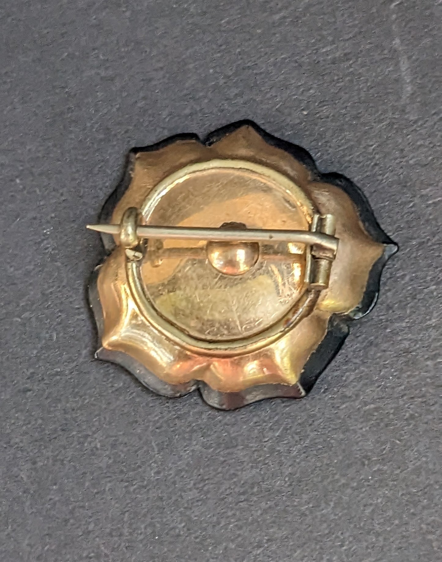 Onyx Mourning Flower Brooch