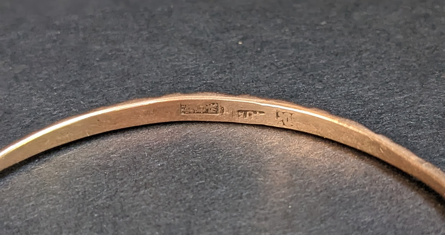9kt Rose Gold Adjustable Bangle Bracelet with geometric engravings