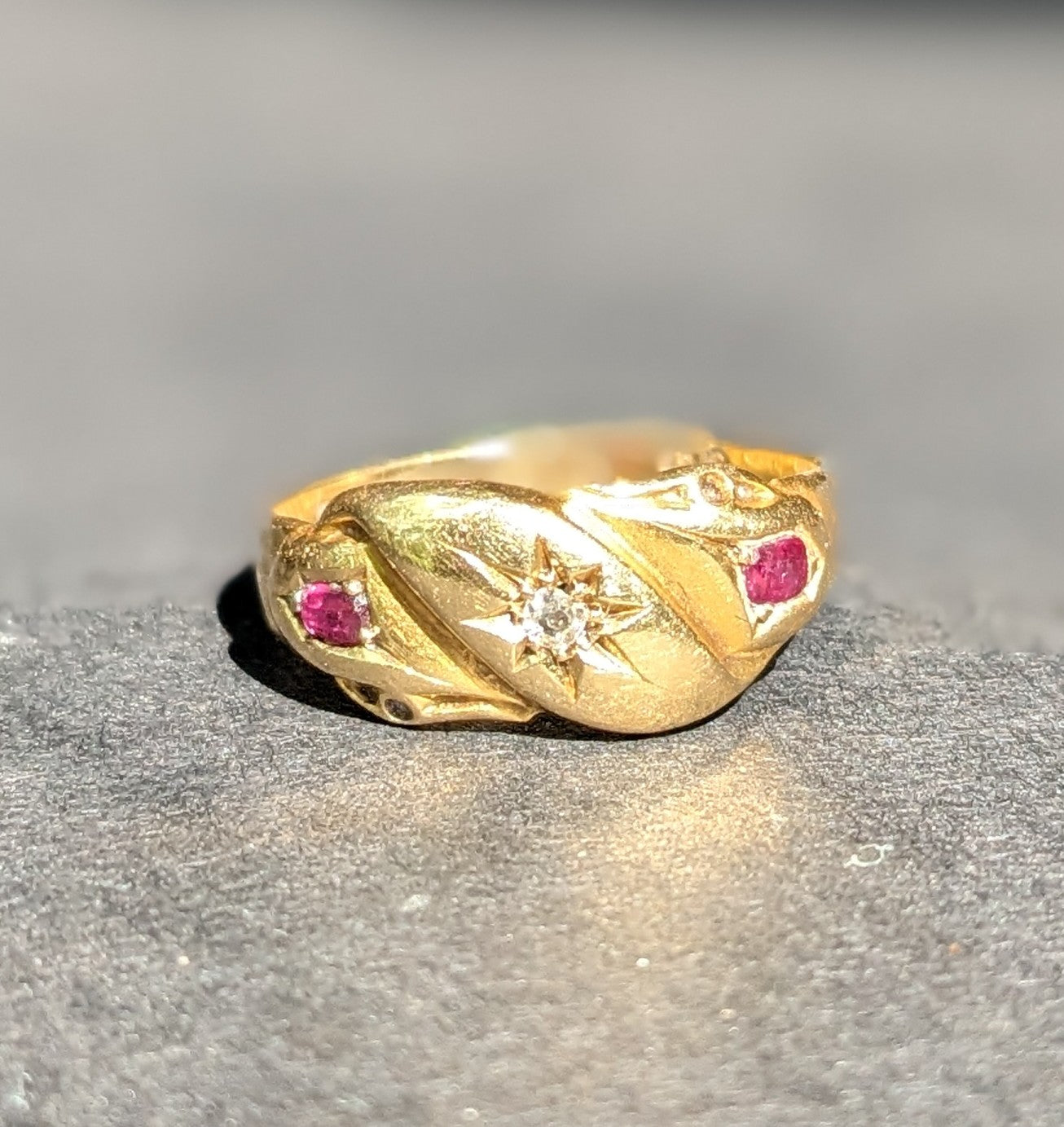Edwardian 18k ruby and diamond "knot"