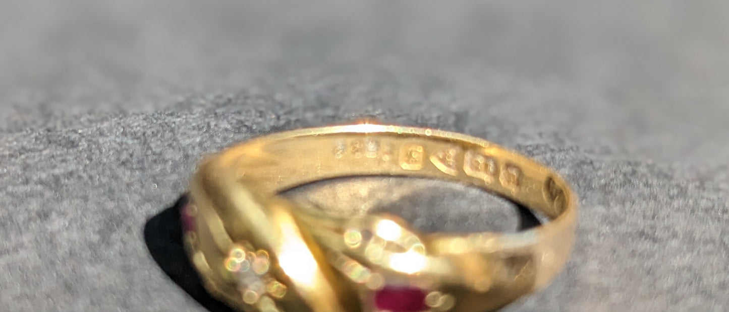 Edwardian 18k ruby and diamond "knot"