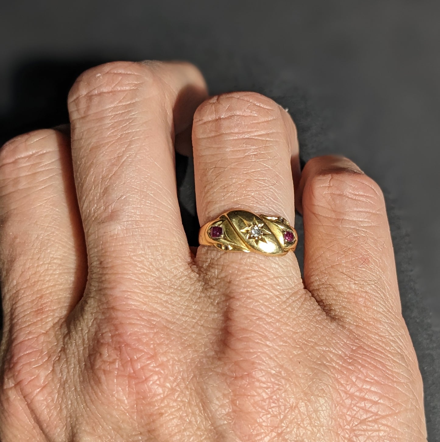 Edwardian 18k ruby and diamond "knot"