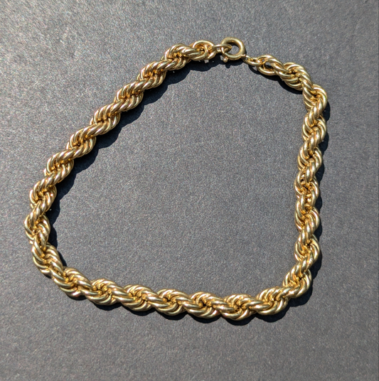 14kt Vintage German Graduated Rope Bracelet
