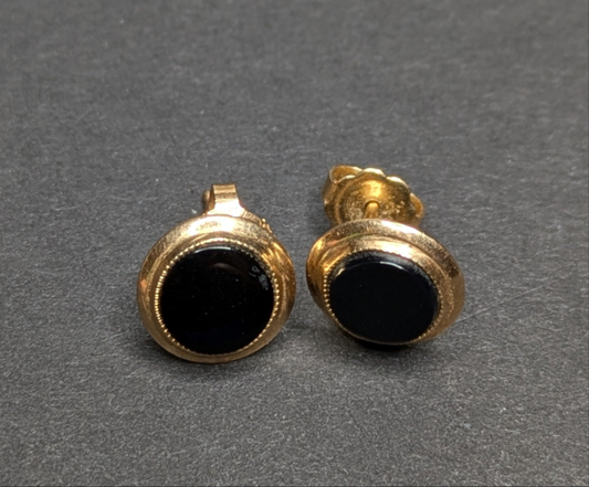 14k Bezel Set Onyx Earring