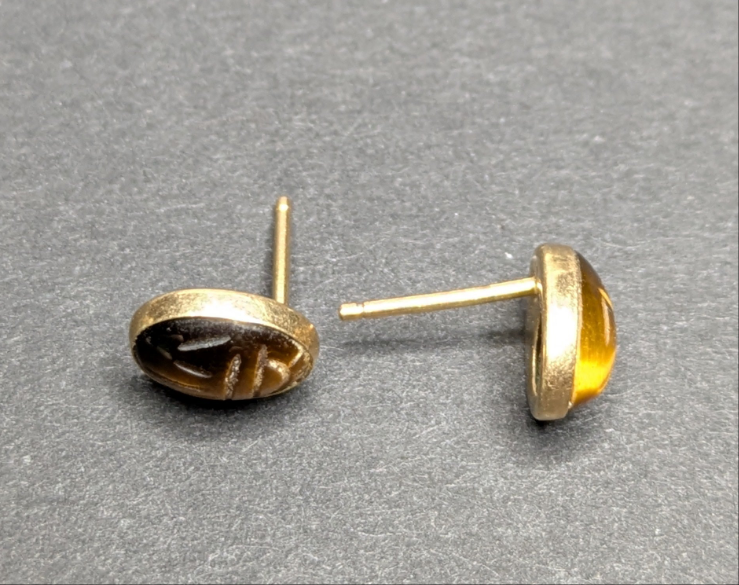 Tiger Eye Scarab Stud Earring