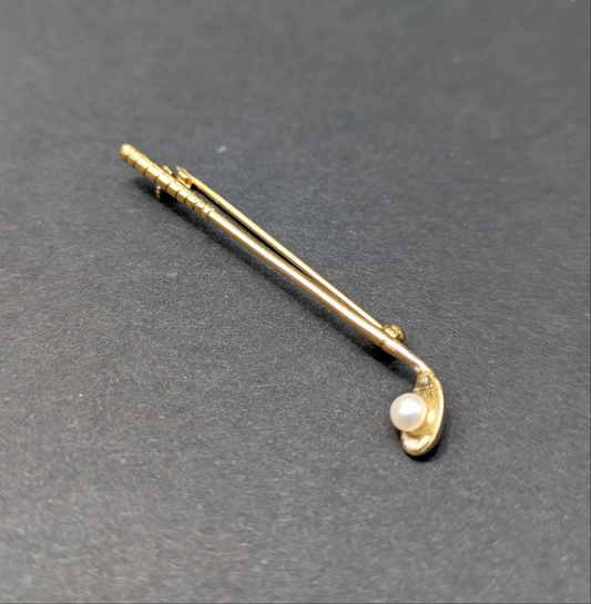 14kt Pearl Golf Club Brooch