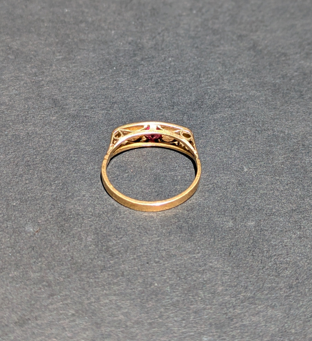Ruby and Diamond Three Stone Ring