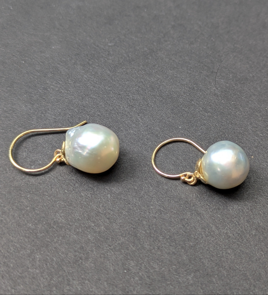 Natural Pearl Flower Cap Earrings on Shepard Hooks