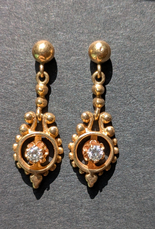 14kt Beadwork Diamond Earrings
