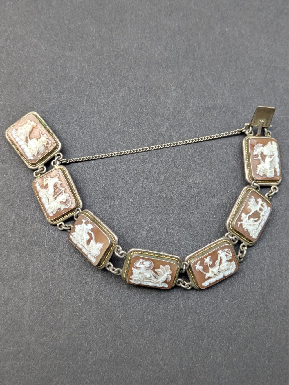 Silver Greek Revival Cameo Bracelet