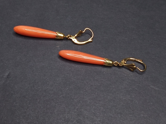 Early Victorian Gold and Coral Dangle Earrings