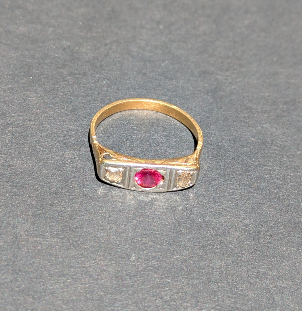 Ruby and Diamond Three Stone Ring