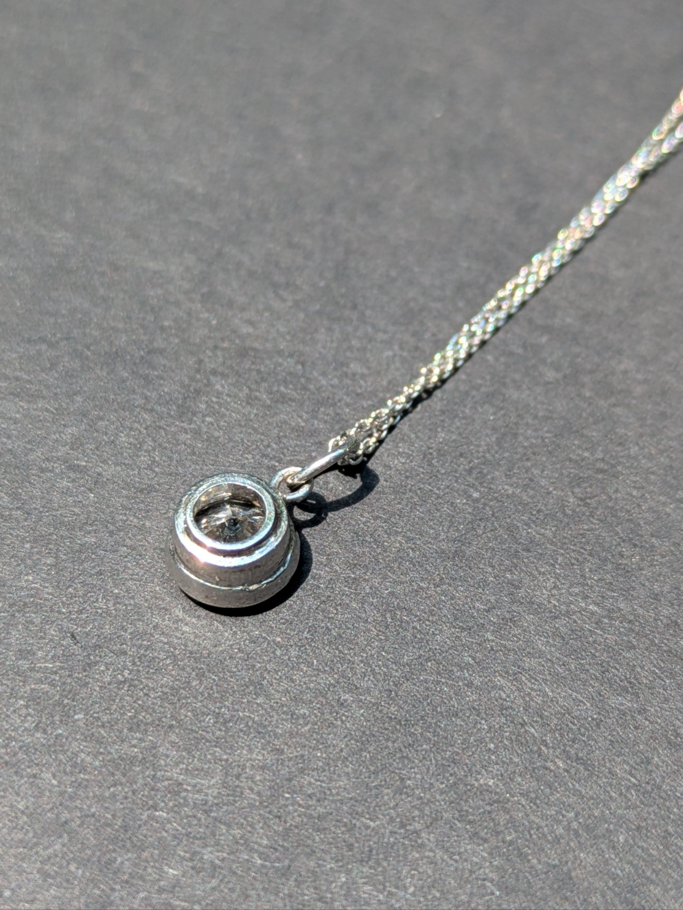 White Gold Diamond Solitaire  Necklace