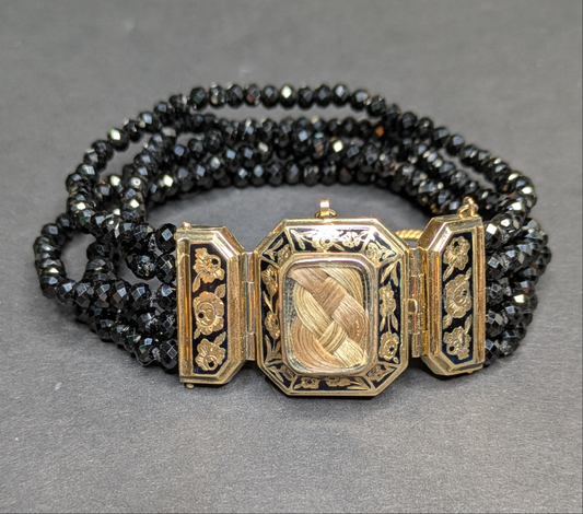 "Margaret" Mourning Bracelet with Black Enamel