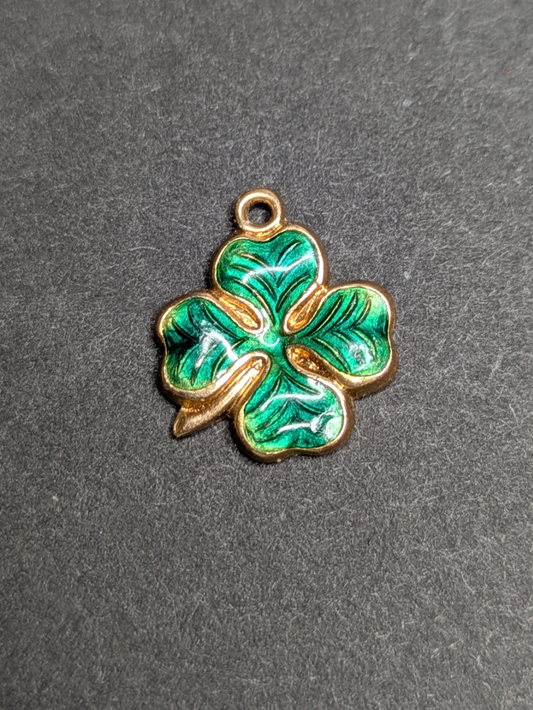 14k Green Enamel Shamrock