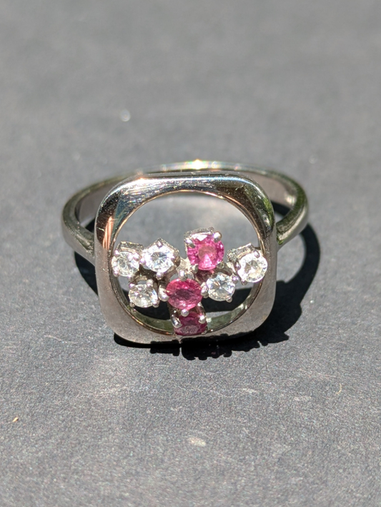 14kt Ruby and Diamond Brutalist Ring