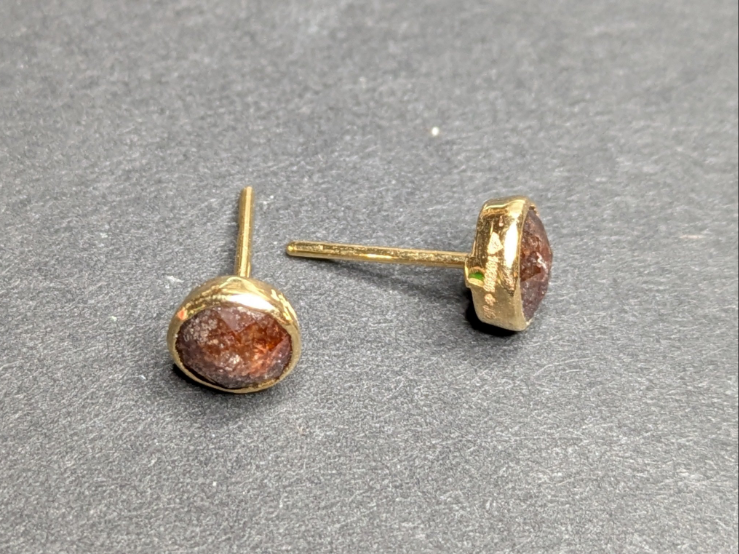 14kt Bezel Set Old Cut Diamond Earrings
