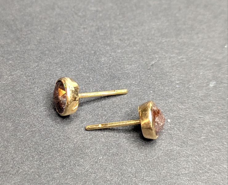 14kt Bezel Set Old Cut Diamond Earrings