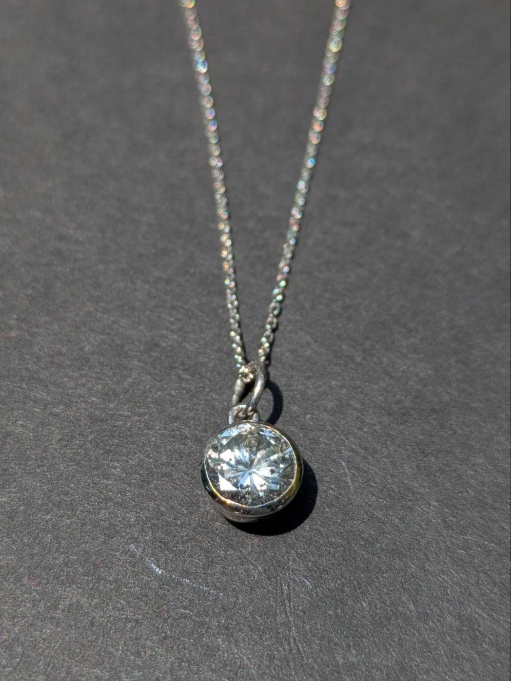 White Gold Diamond Solitaire  Necklace