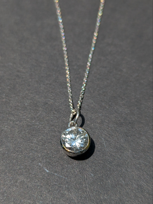 White Gold Diamond Solitaire  Necklace