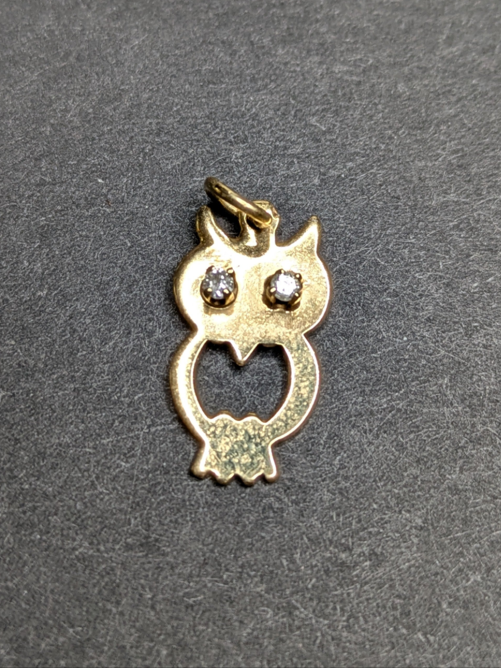 14kt Owl Charm with Diamond Eyes