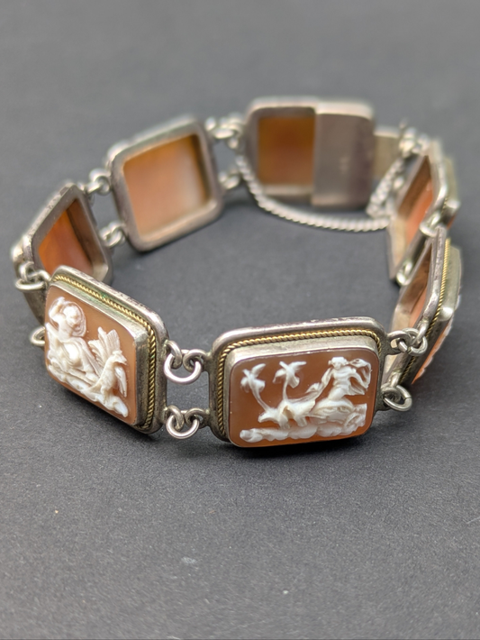 Silver Greek Revival Cameo Bracelet