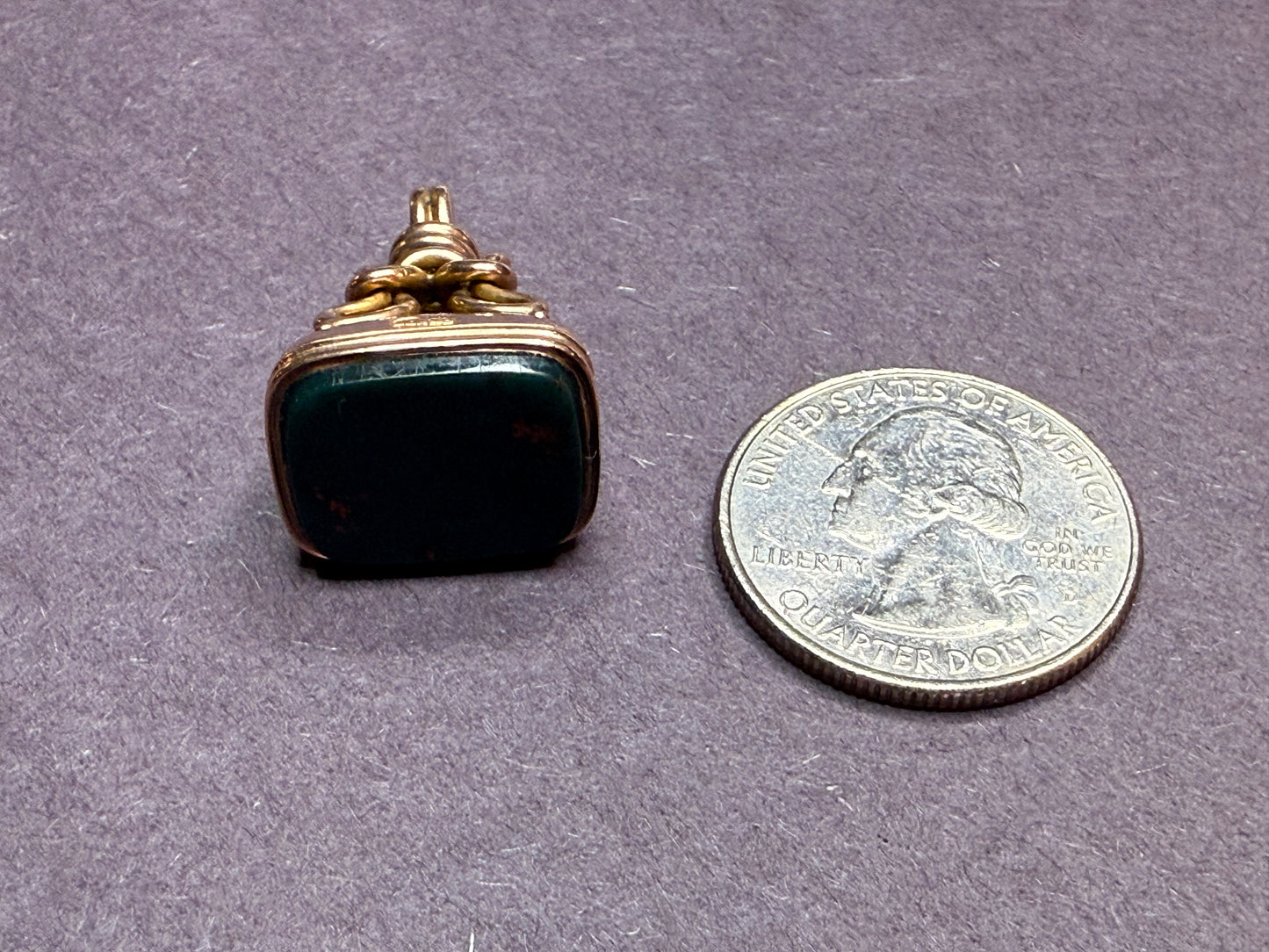 1900 9k English Rose Gold & Bloodstone Fob