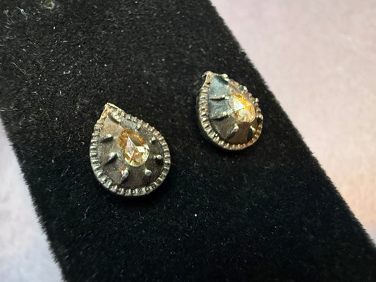 Georgian Set Diamond Earrings Converted to 14k Safety Posts