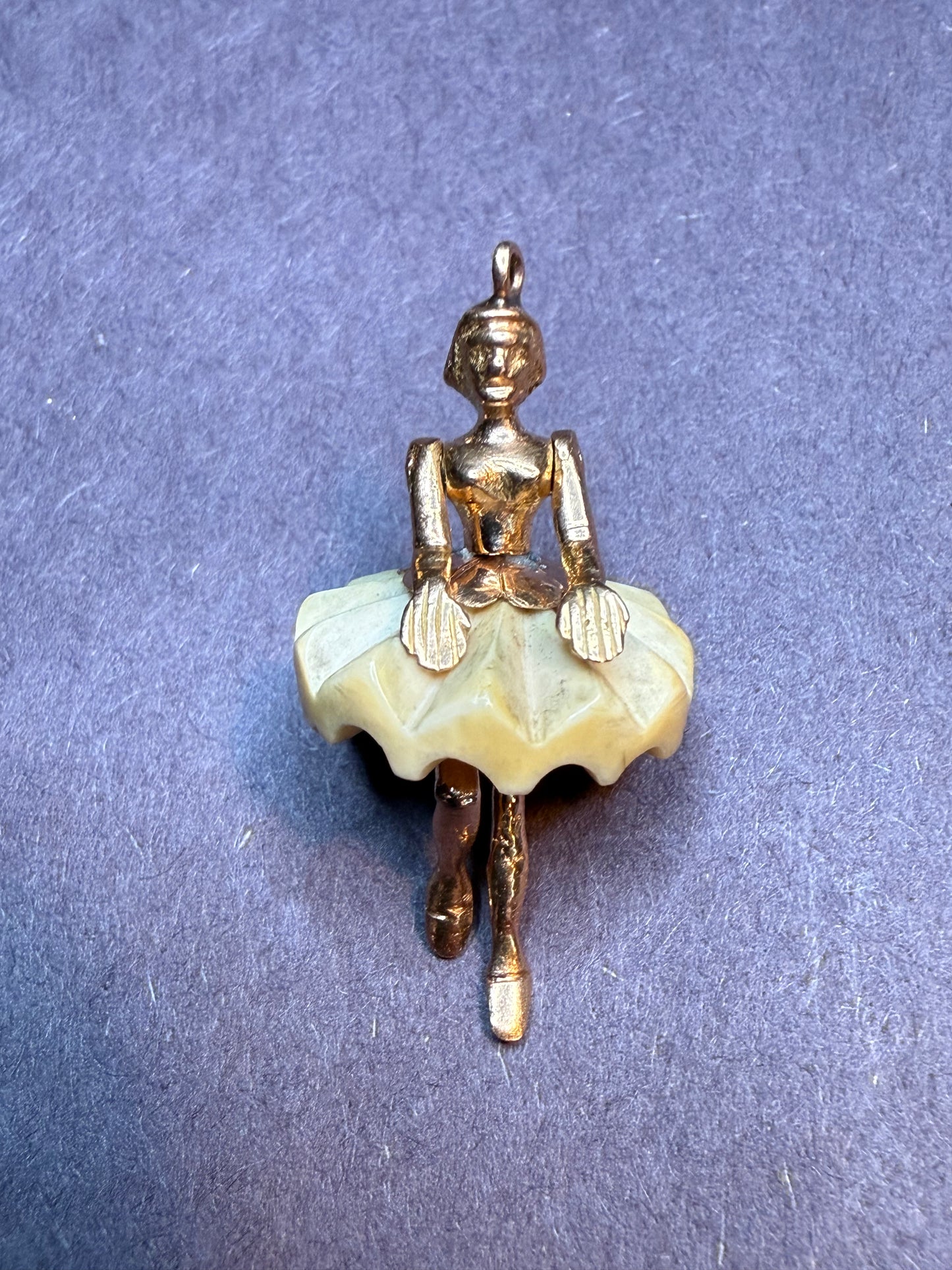 18k and Bovine Articulated Ballerina Pendant