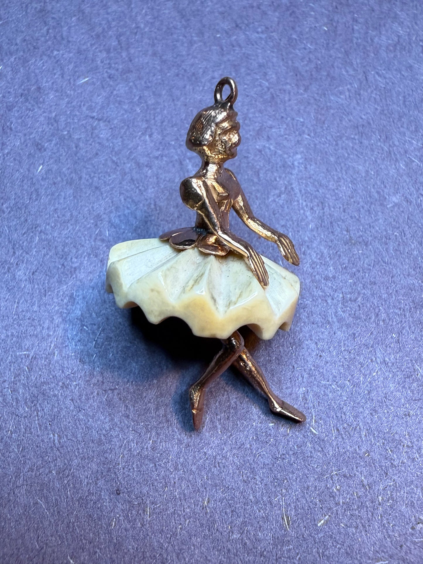 18k and Bovine Articulated Ballerina Pendant