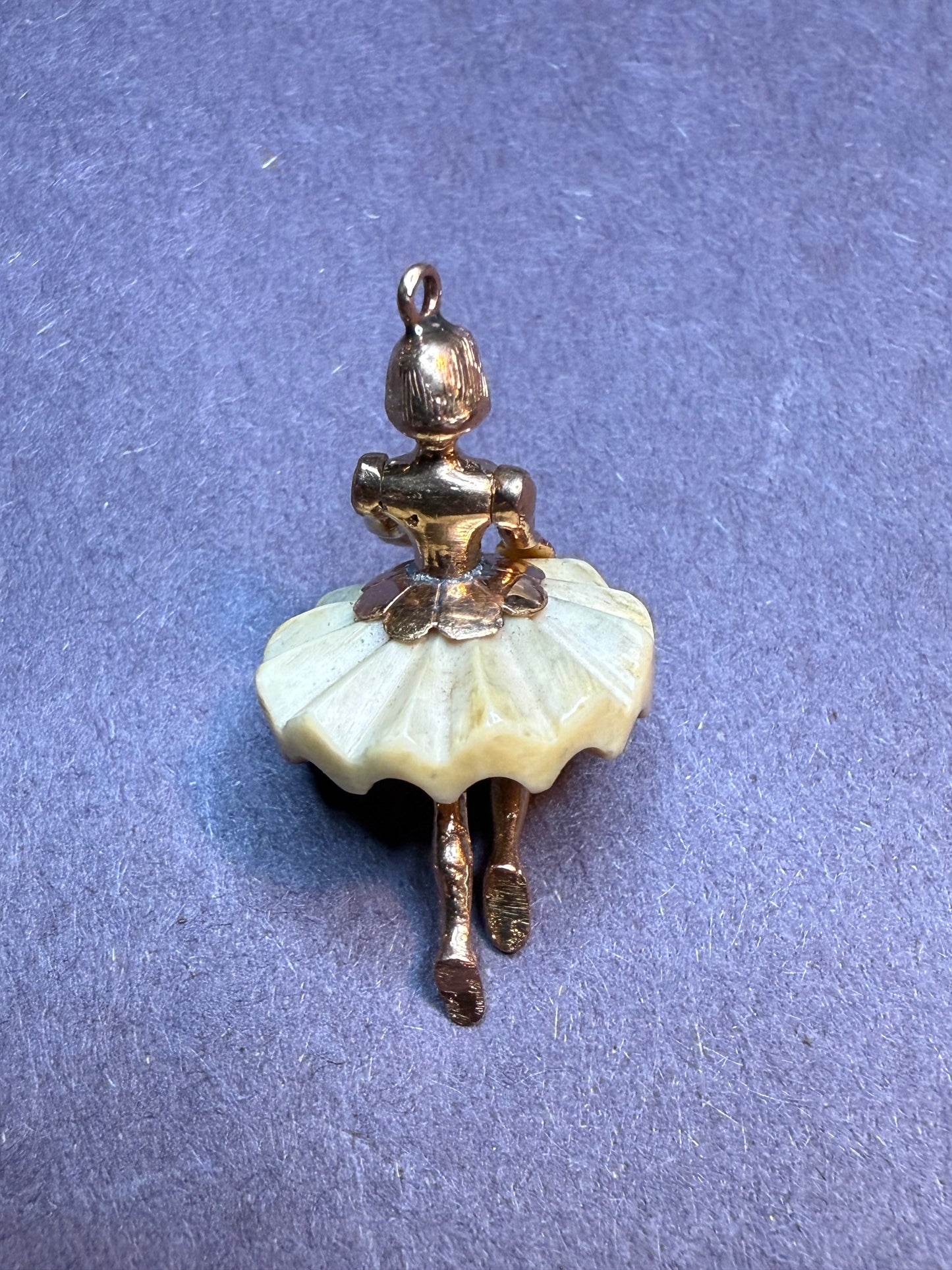 18k and Bovine Articulated Ballerina Pendant