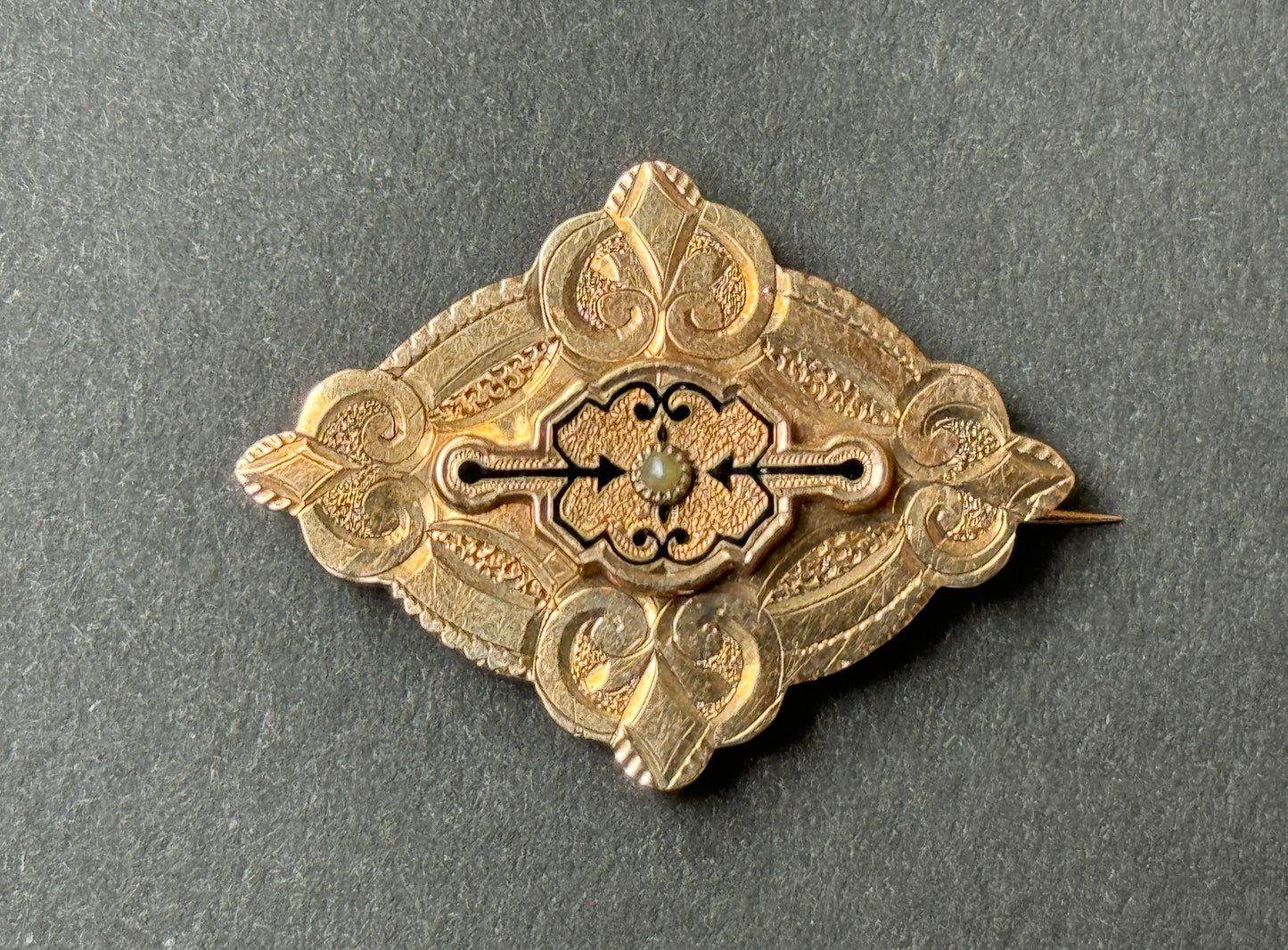 14K Gold Victorian Mourning Brooch