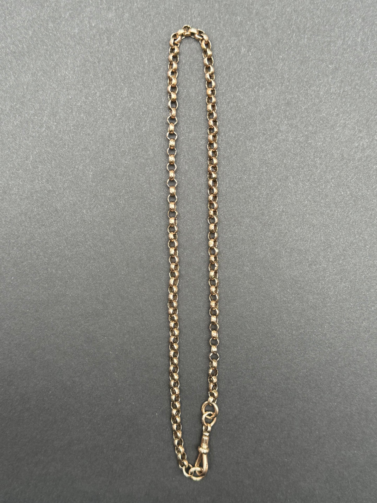 9k Rose Gold 16" Faceted Albert Chain with Dog Clip