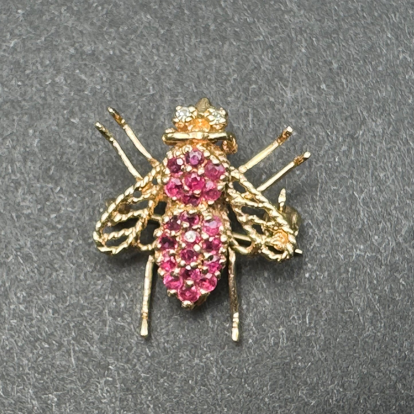 14K Vintage Ruby and Diamond Bee Pin/Pendant Combo