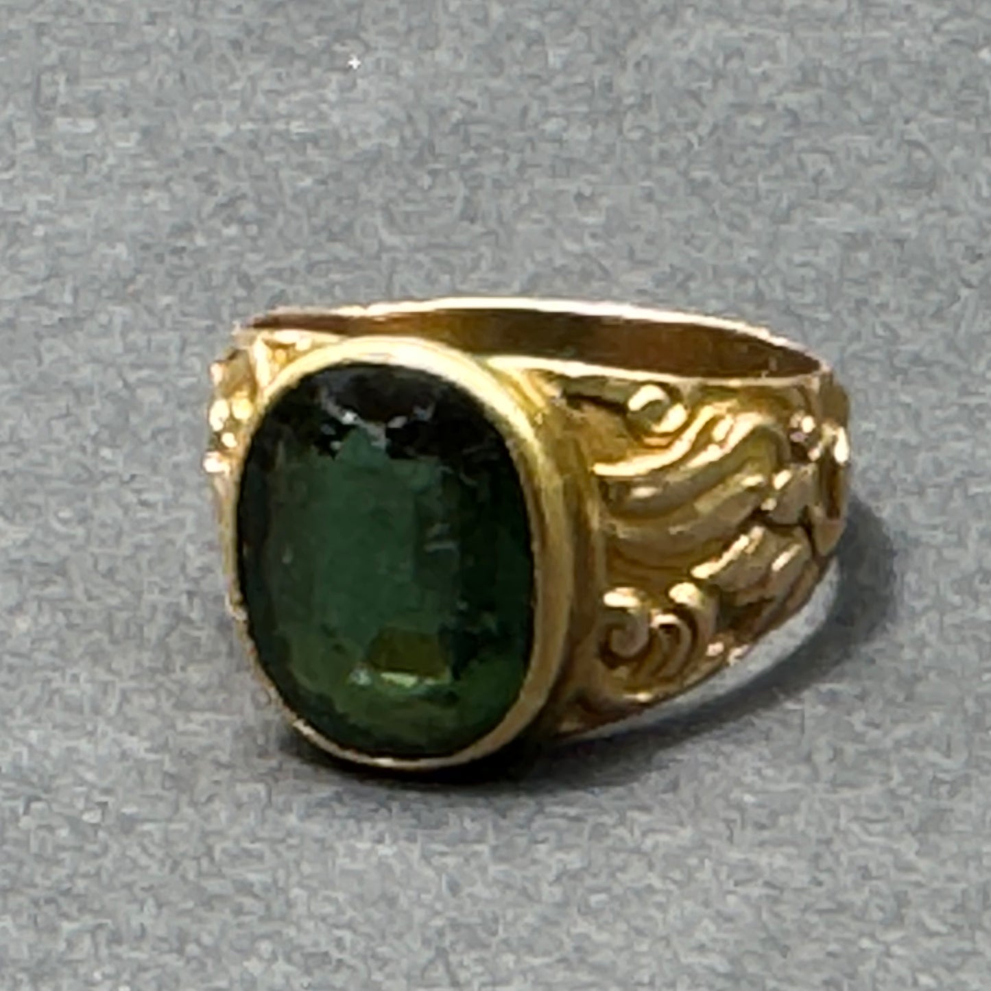 14k German 1912 Green Tourmaline Ring