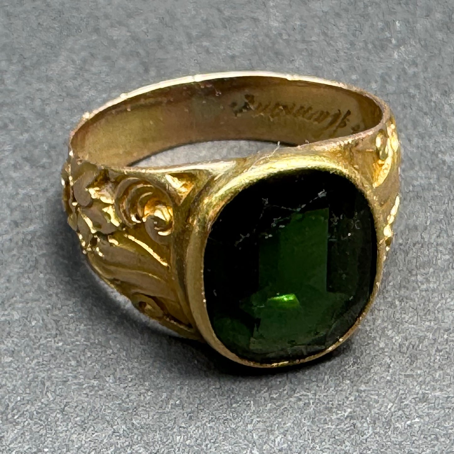 14k German 1912 Green Tourmaline Ring