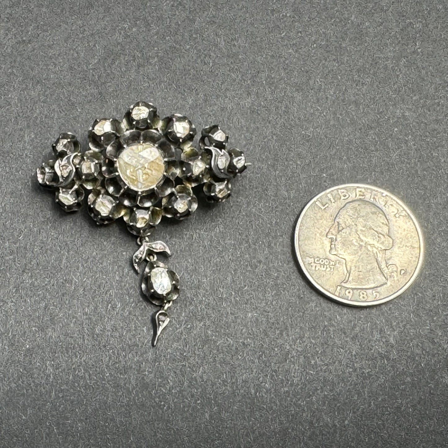 Georgian Silver and Rose/Table Cut Diamond Brooch