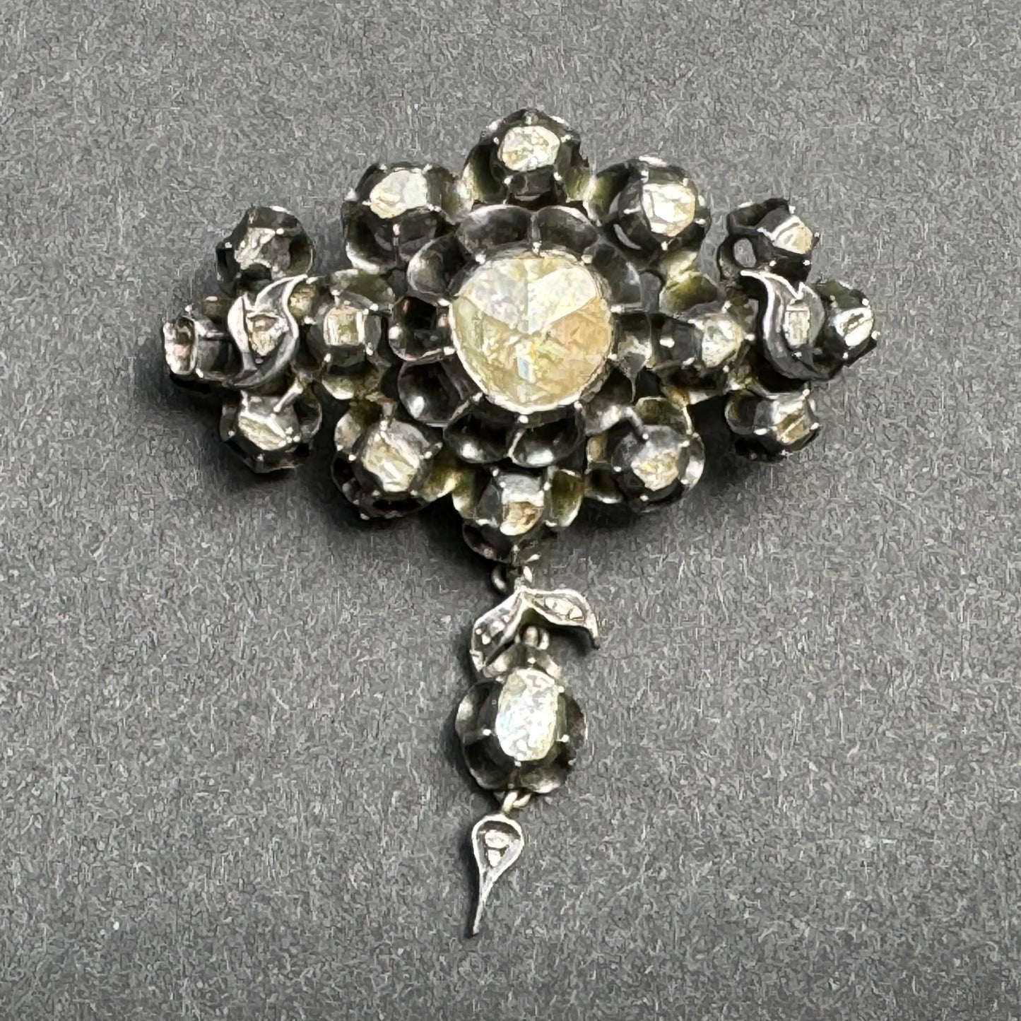 Georgian Silver and Rose/Table Cut Diamond Brooch