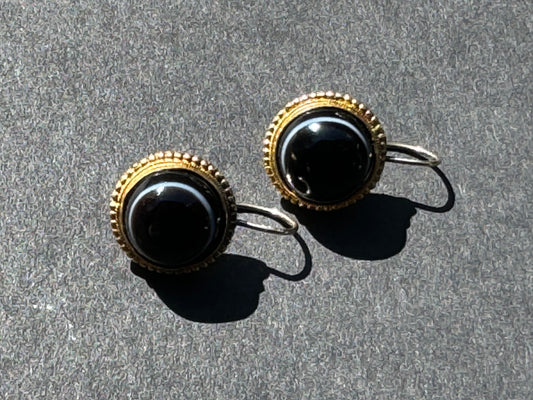 English Bullseye Agate 18k Earrings