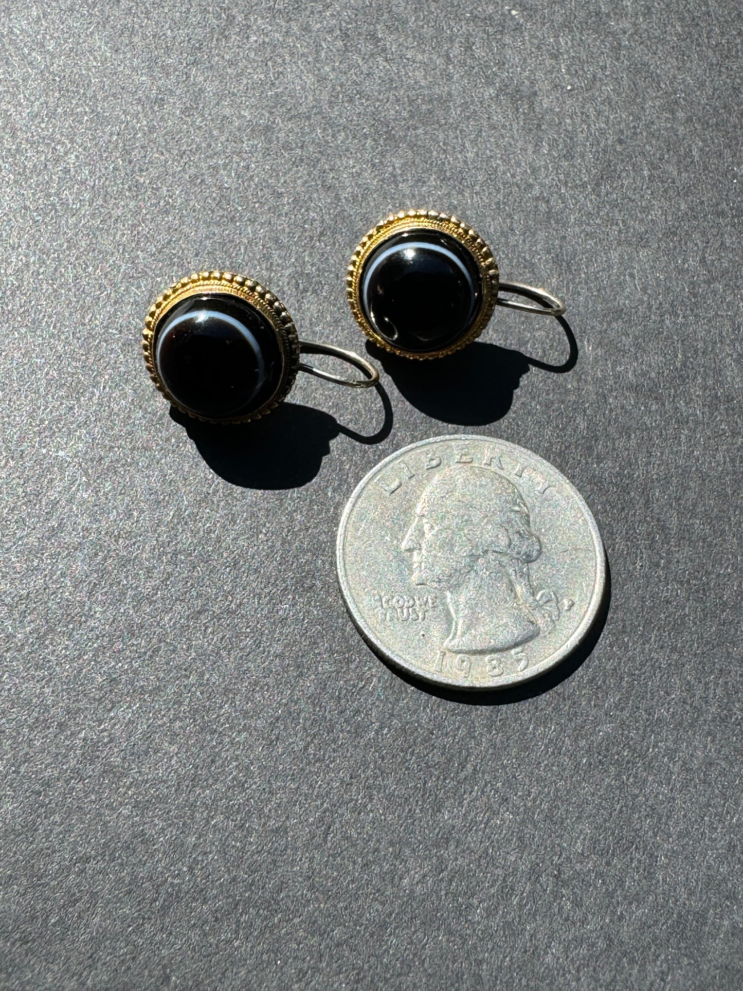 English Bullseye Agate 18k Earrings