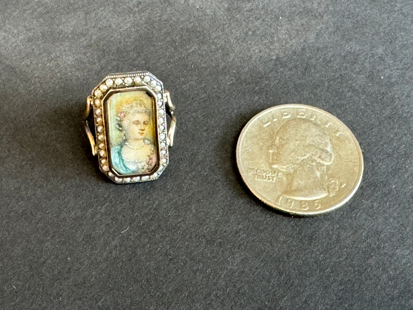 Mid 1800s English Sterling and Yellow Gold Portrait Ring