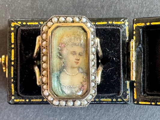 Mid 1800s English Sterling and Yellow Gold Portrait Ring