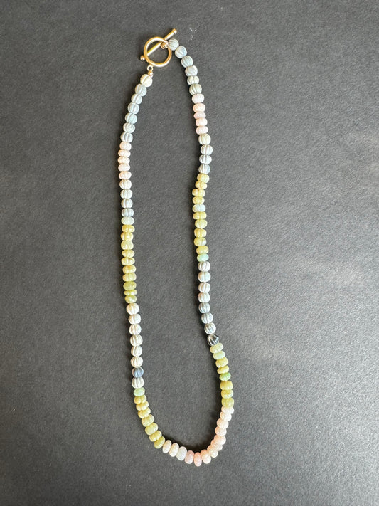 Hand Carved Opal Necklace with 14k Toggle